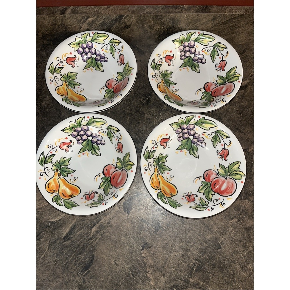 TABLETOPS UNLIMITED SWEET ORCHARD PASTA BOWL SET OF 4